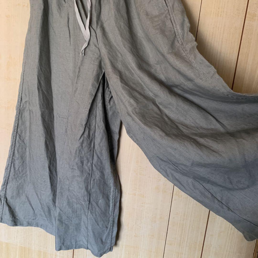 21ss ヴラスブラム　中白フラットリネン ハカマパンツ　グレー