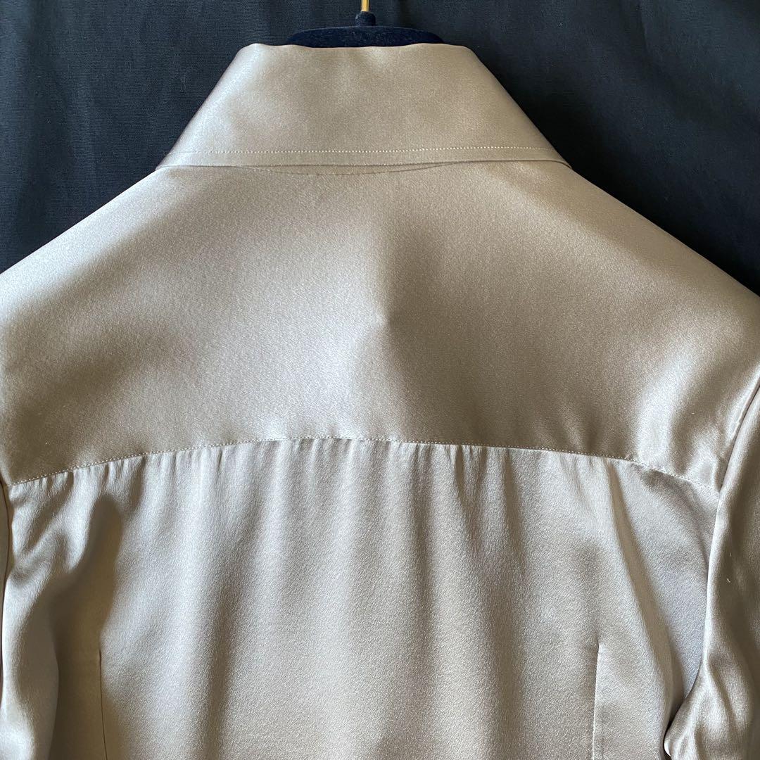 Kiton キートン 高級シルクサテン Wカフス とろみシャツブラウス