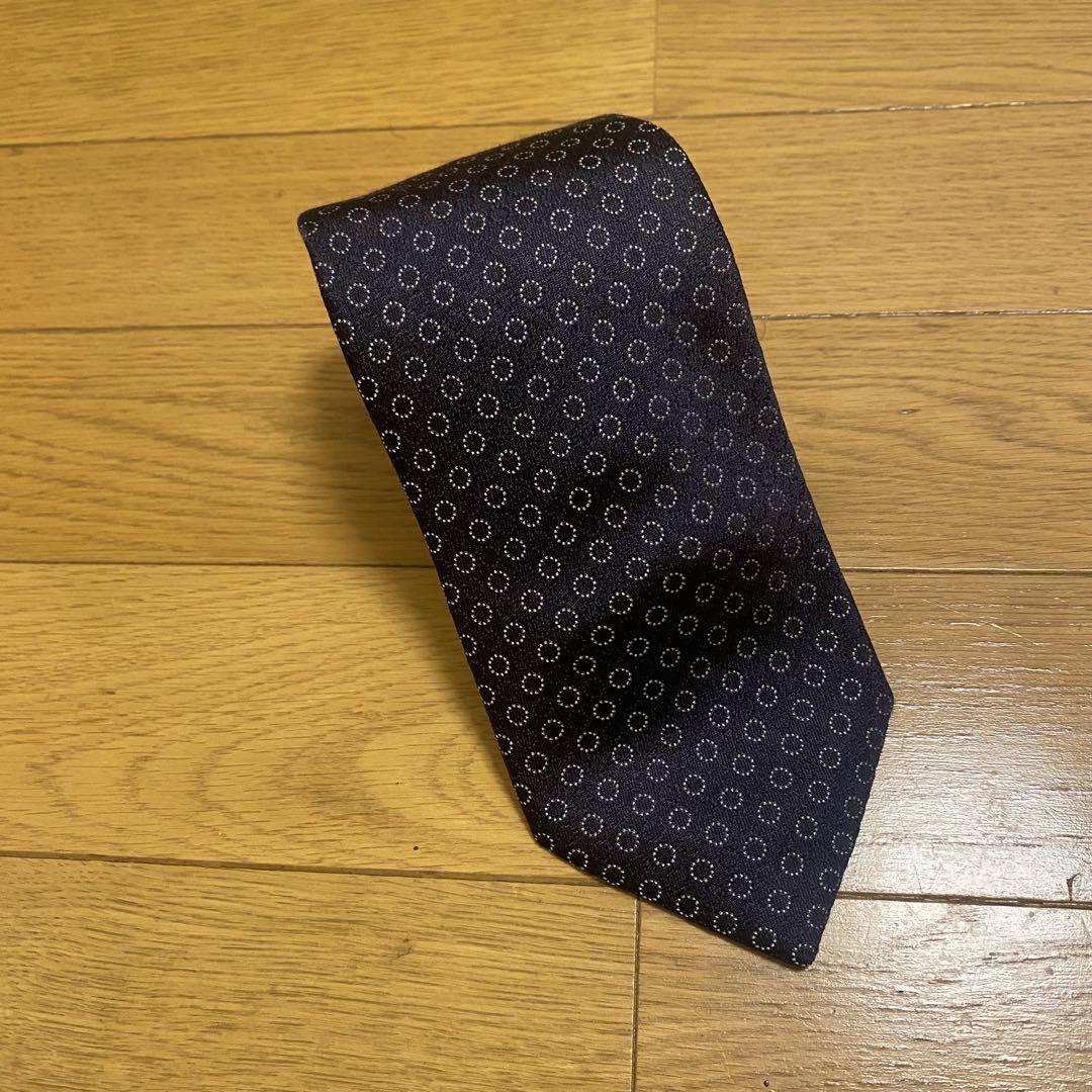 Brioni ダークパープル 円形模様 ネクタイ