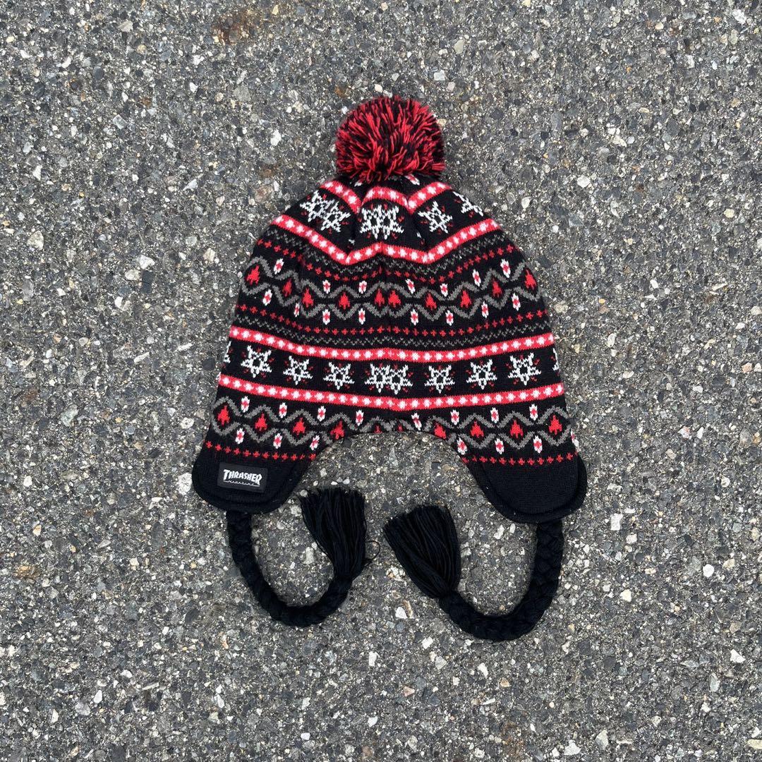 希少 Thrasher Earflap Beanie ボンボンニット帽