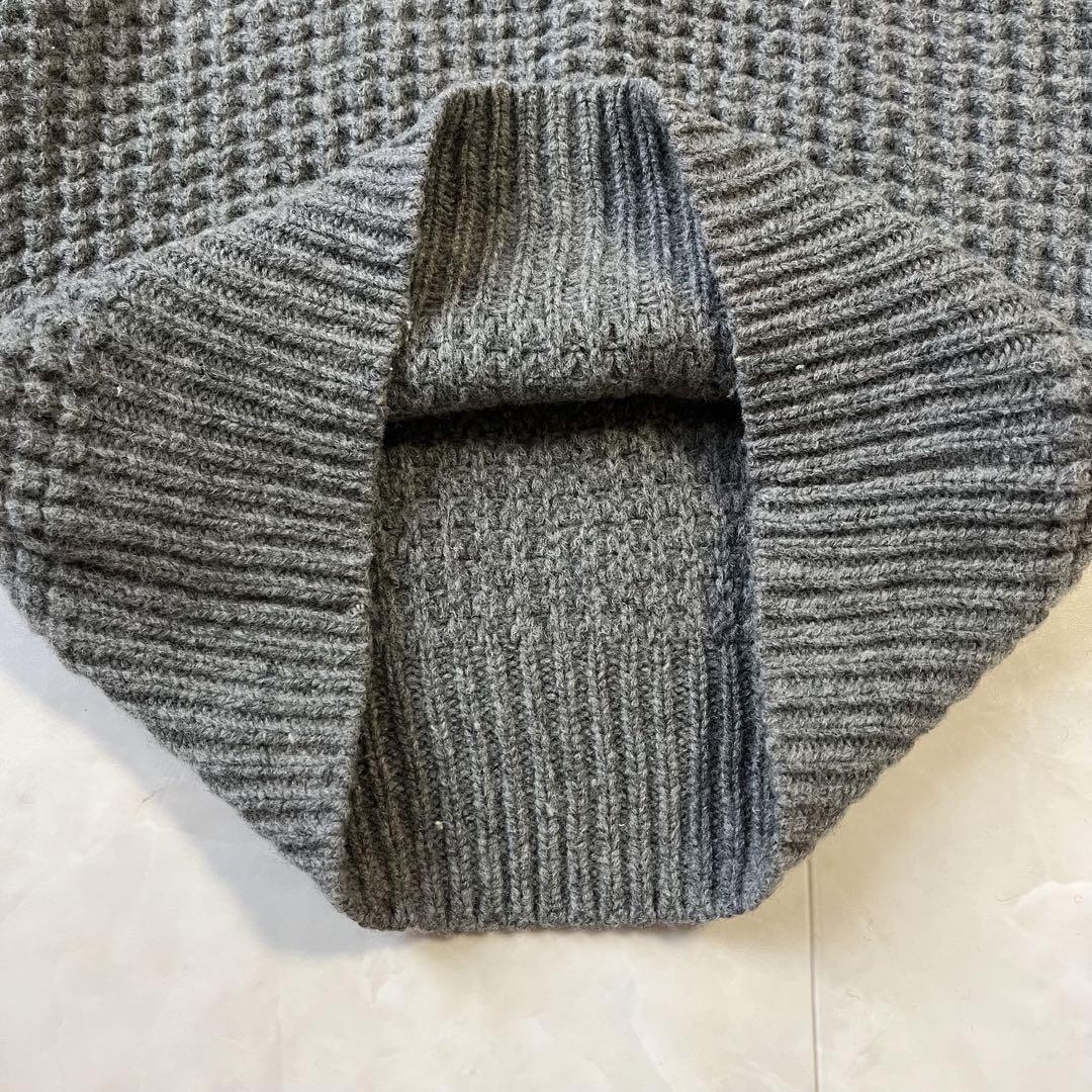ドゥーズィエムクラス　ワッフルラグランニット　ウールコットン　グレー ドゥーズィエムクラス ワッフルラグランニット ウールコットン