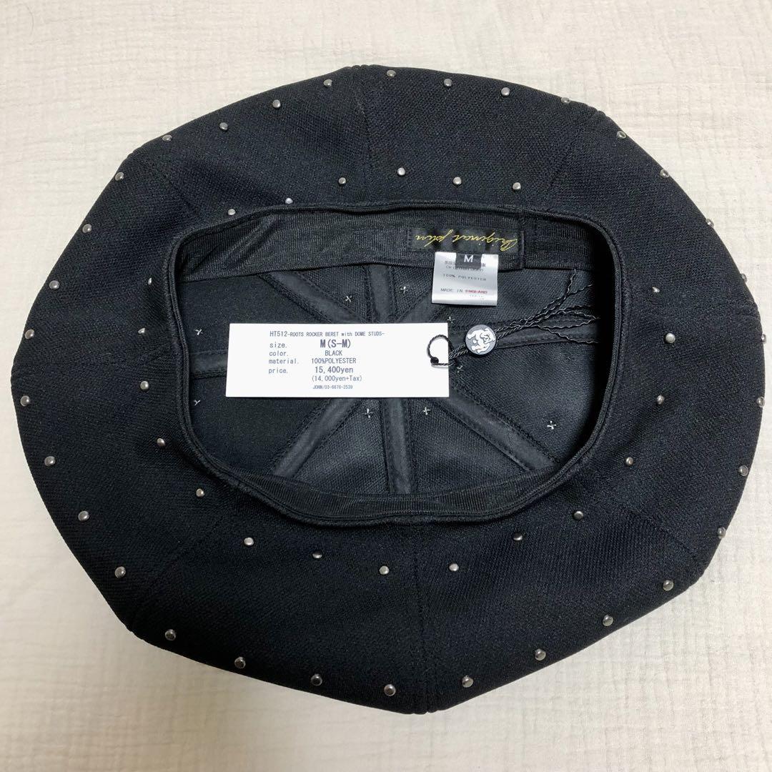 新品未使用 Original John パンクレゲエ スタッズ付き黒ベレー帽 M