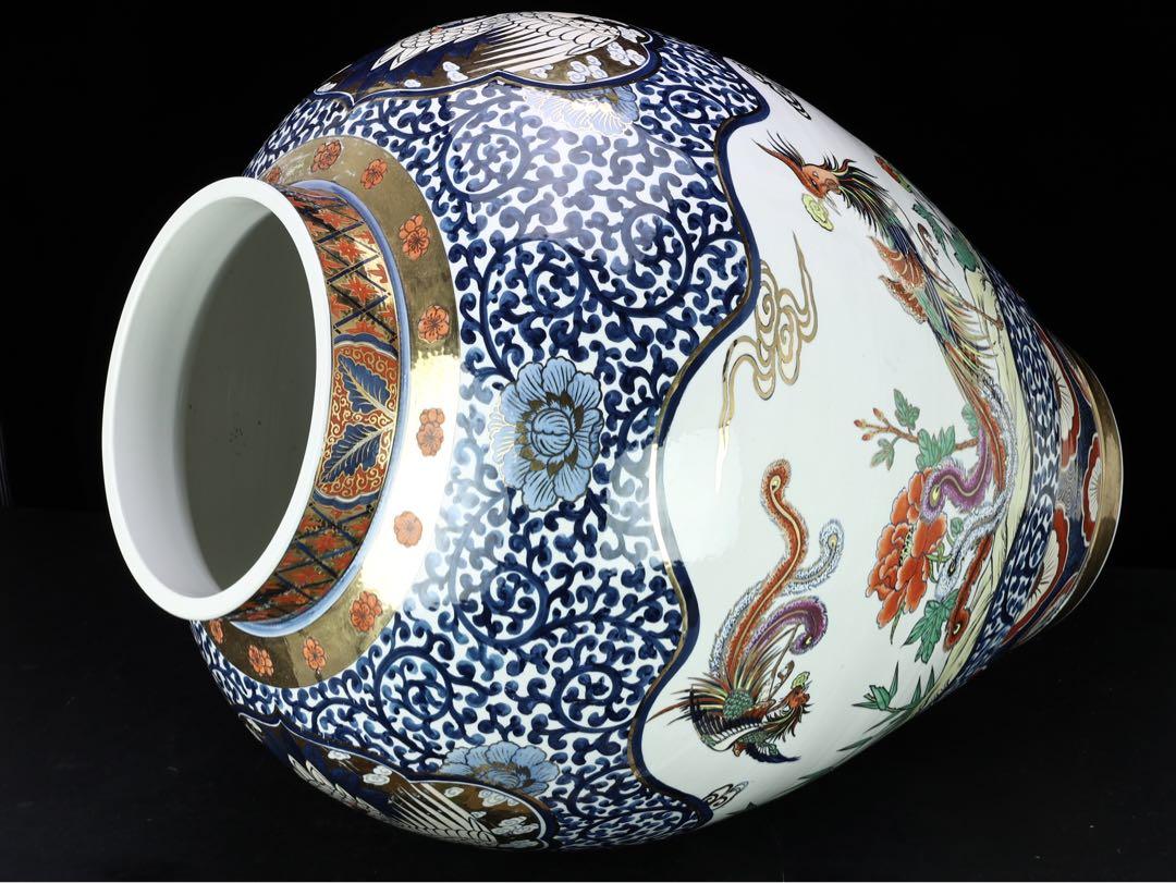 ⭕️中国　壺　沈香壺大壺　景徳鎮　飾り壺　2段　鶴　龍　竜　金彩　骨董品　古美術品