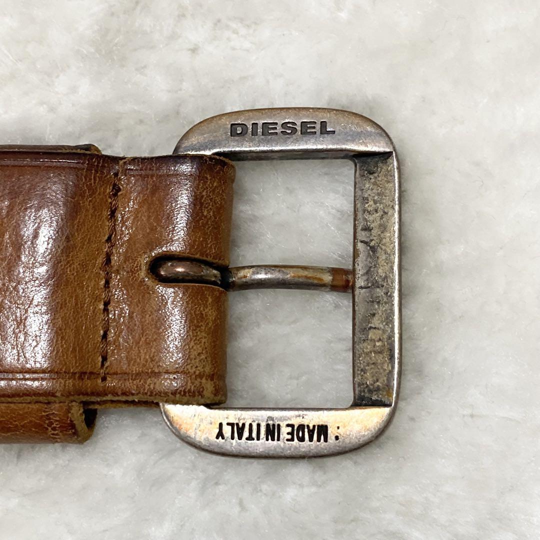 セール 登場から人気沸騰 レザー ベルト ディーゼル DIESEL 牛革 ブラウン イタリア製 小物