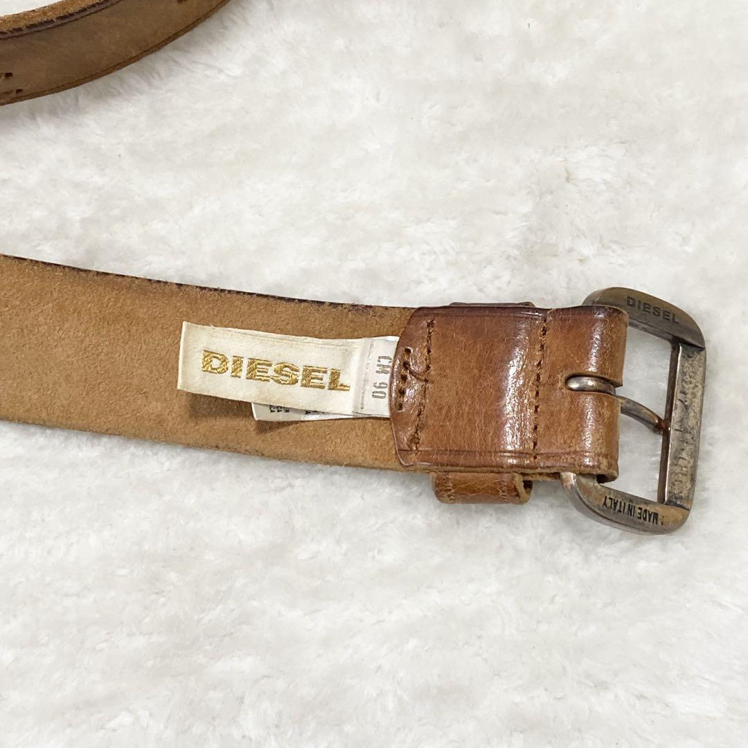 DIESEL ディーゼル ベルト レザー 牛革 イタリア製 ブラウン