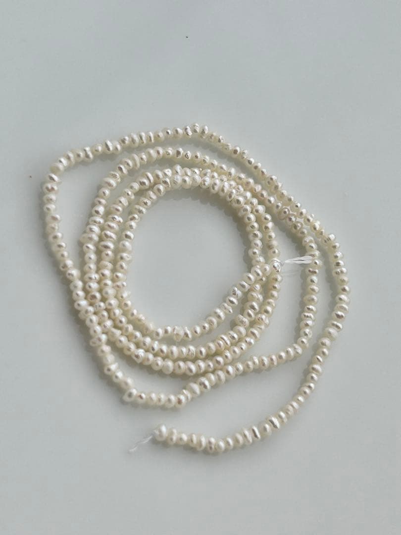 A 88淡水パール 極粒 メタリック クリーム ロンデル ポテト バロック 希少