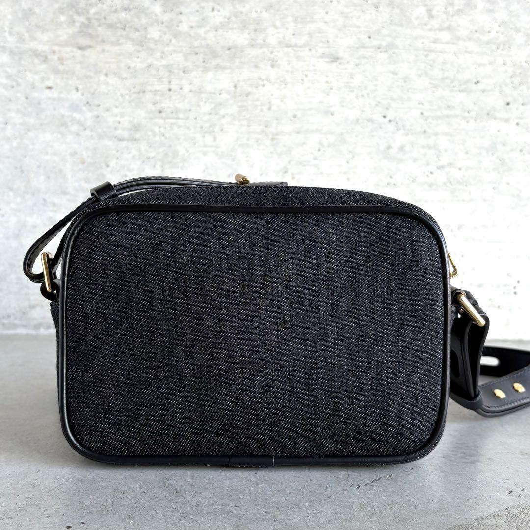 極美品 TOM FORD T-Twist カメラバッグ デニム レザー ブラック