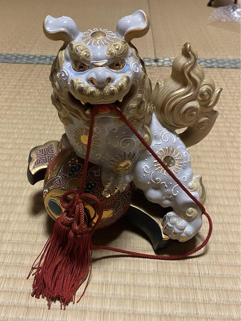 獅子陶器像 縁起物 唐獅子 琉球獅子 打ち出の小槌 九谷焼 和風