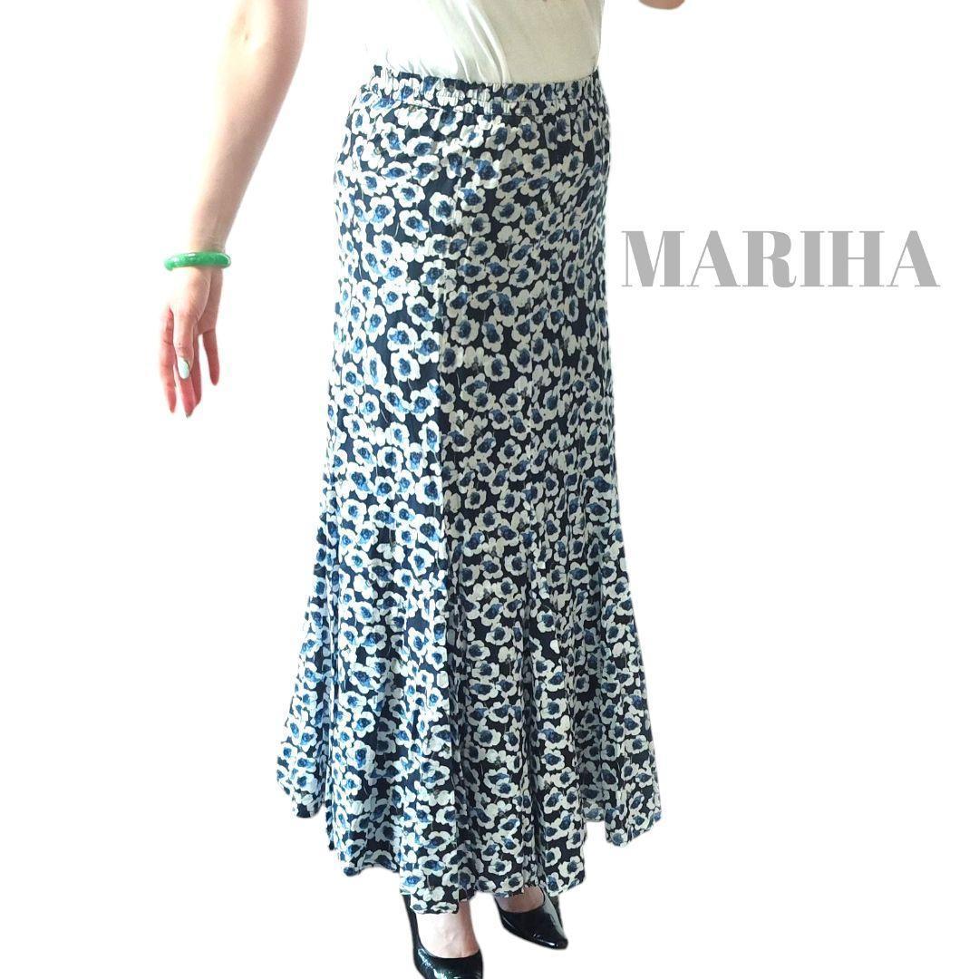 【美品】MARIHA☆マリハ☆海辺のスカート☆ネイビー系花柄☆36☆Mサイズ