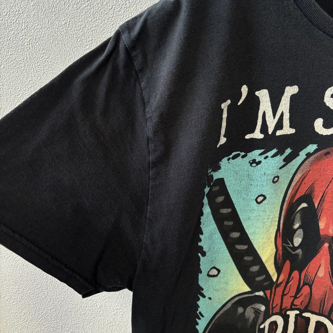 オーバーサイズ DEADPOOL デッドプール プリント Tシャツ 黒 XL