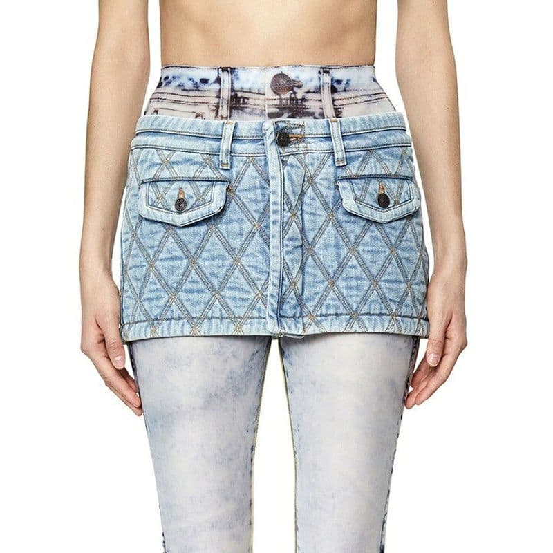 DIESELディーゼル ヴィンテージウォッシュ加工 キルティング デニムスカート