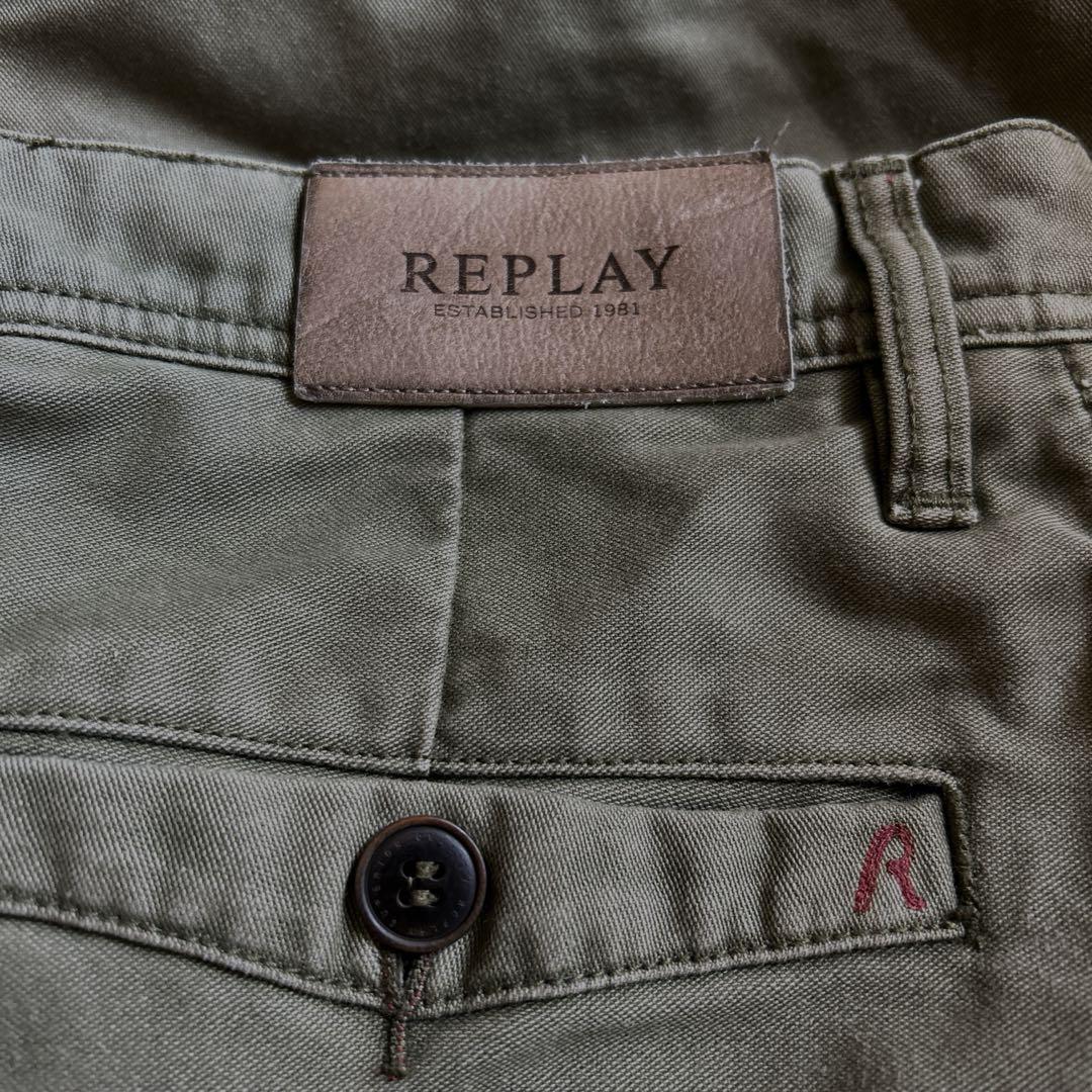 【美品】　REPLAY リプレイ　スリムテーパード　カラーデニム　カーキパンツ