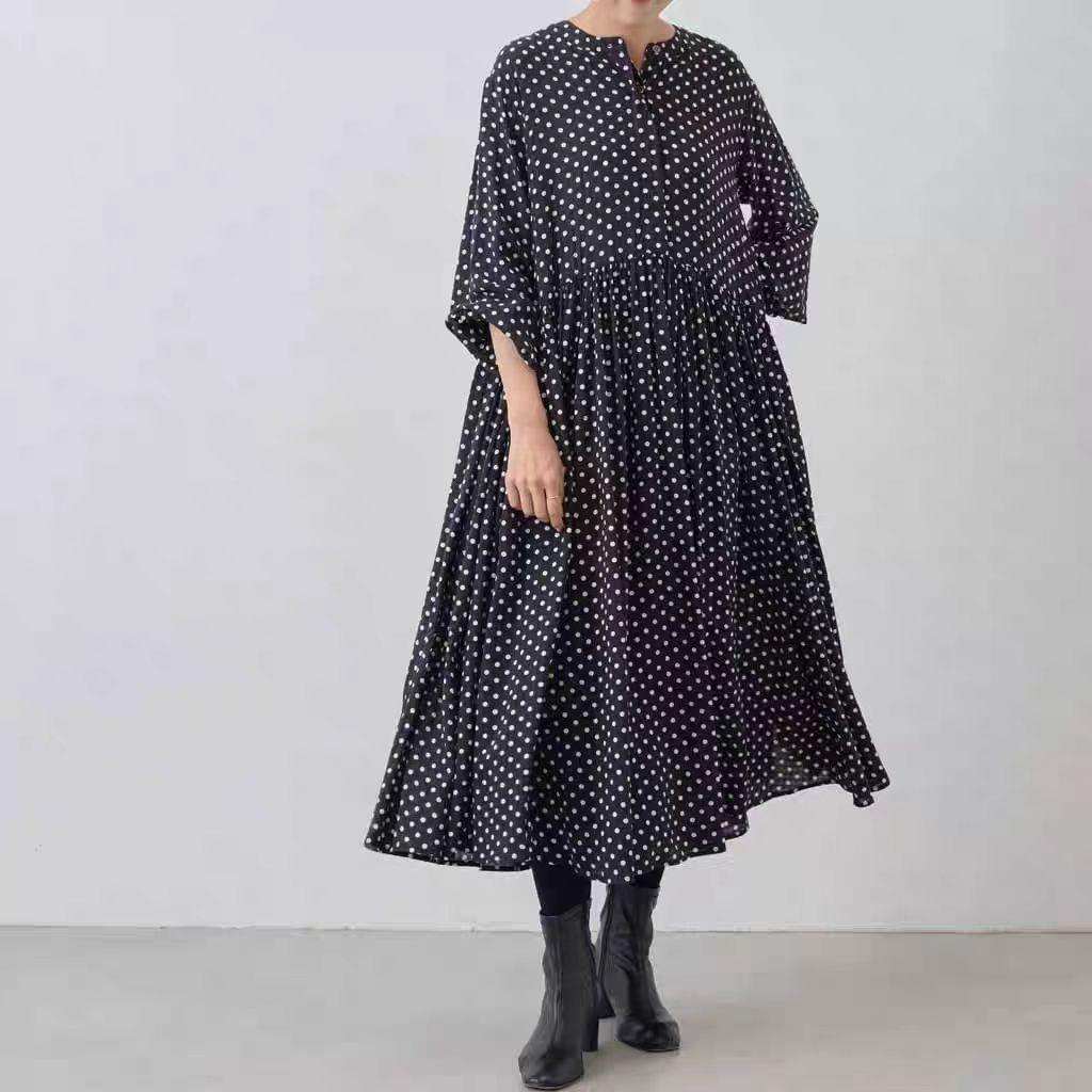 BEARDSLEY ドットギャザーボリューム袖ワンピース