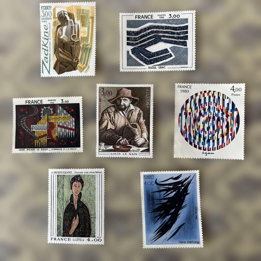 卍 フランス アート 切手未使用7種完セット 1980年糊落ち - メルカリ