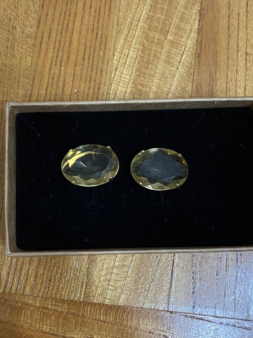 美品Caline Paris ヴィンテージ イエロークリスタルピアス