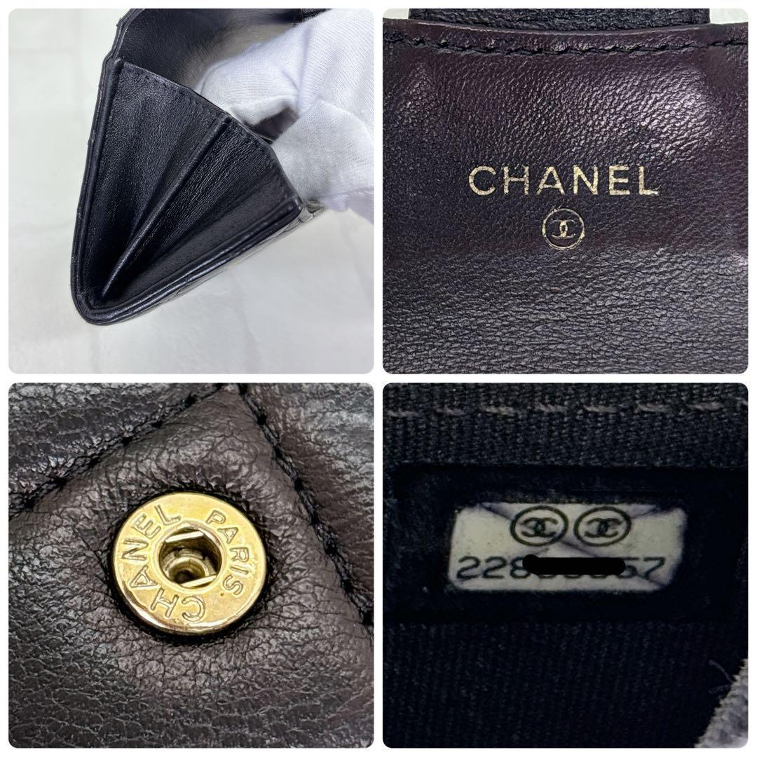 美品✨CHANEL シャネル マトラッセ コインケース ココマーク 黒 ゴールド