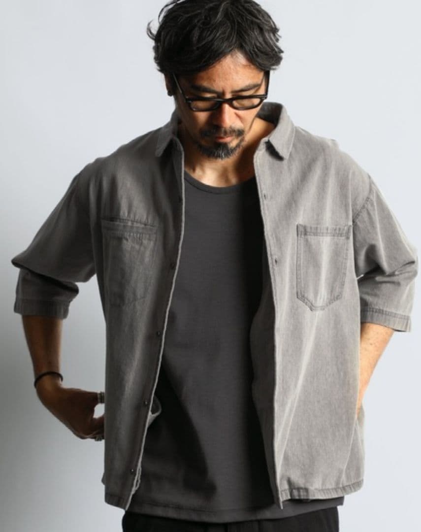 2025年14300円 6.2オンス デニム7分袖シャツ