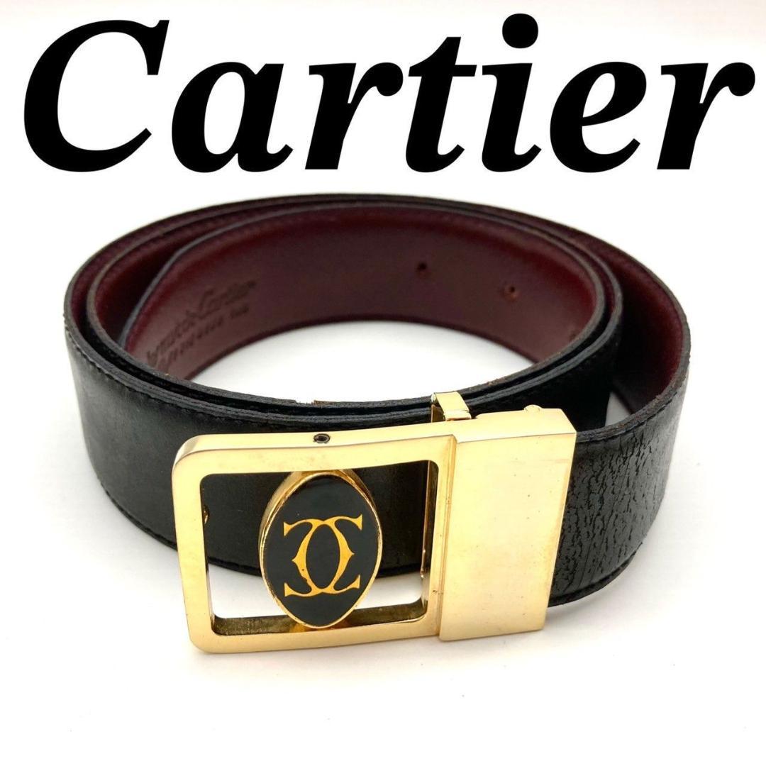 Cartier カルティエ Cバックル ベルト ゴールド ボルドー レザー Cartier 【中古】カルティエ ベルト マストライン Cバックル