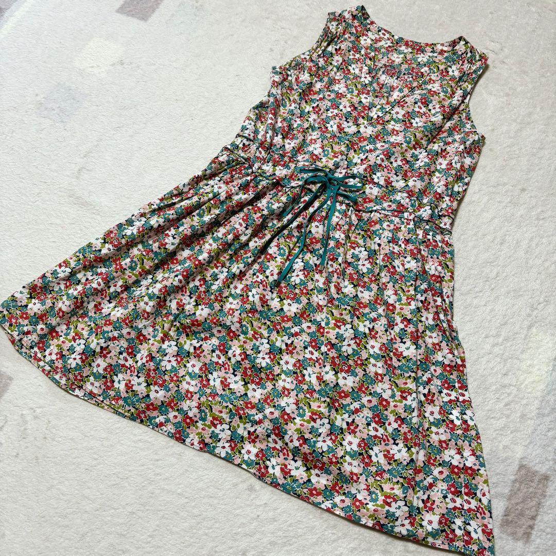 日本製 Lois CRAYON ロイスクレヨン 花柄リバティ柄ワンピース M