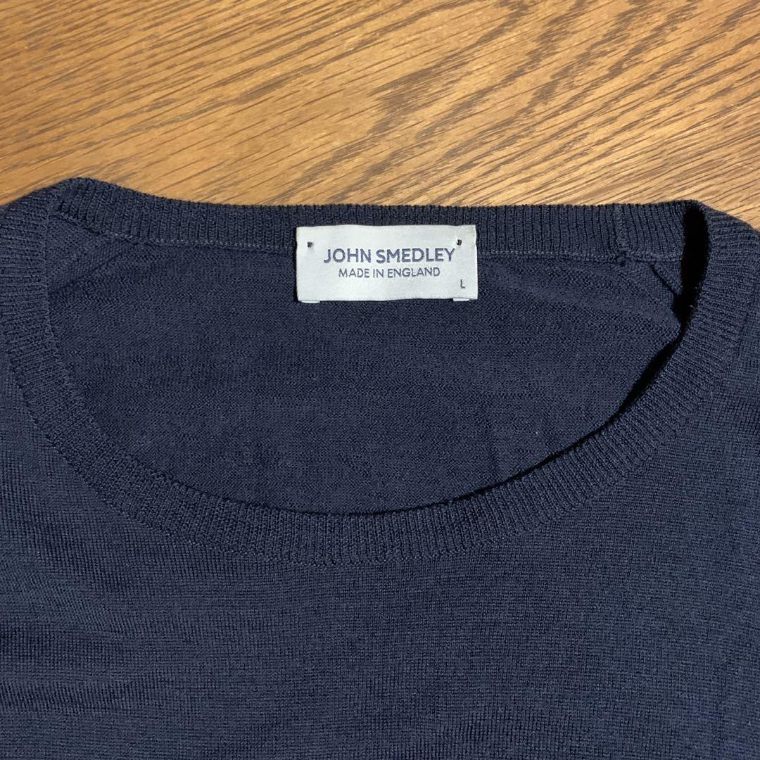 JOHN SMEDLEY ウールセーター ネイビー JOHN SMEDLEY（ジョンスメドレー）ウールニット ネイビー L