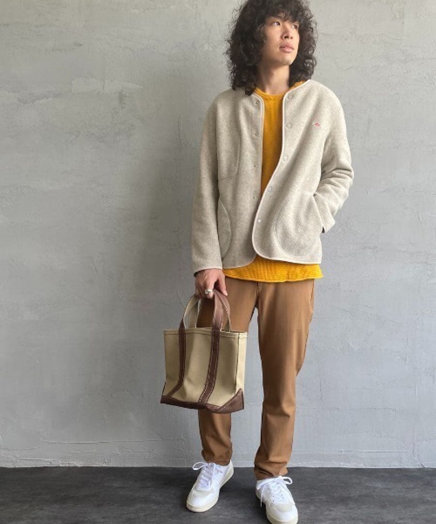 DANTON フリース ノーカラーカーディガン DANTON フリース ノーカラーカーディガン