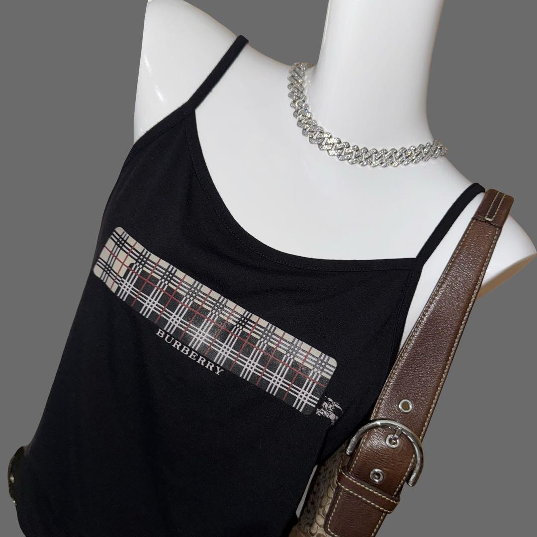 00s y2k Burberry キャミソール　チェック　vintage 00s Y2K BURBERRY キャミソール キラキラ シャドーチェック 36