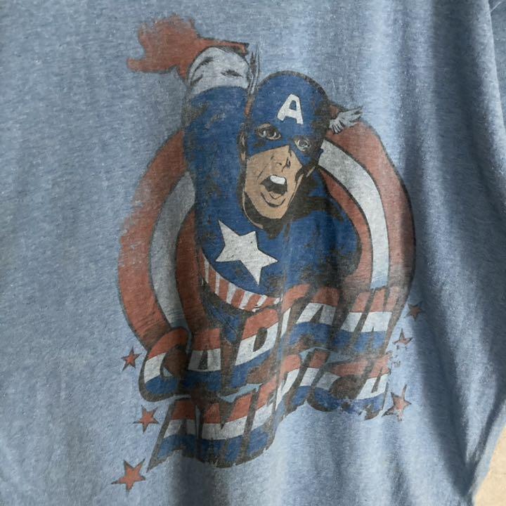 極希少 90s MARVEL プリントTシャツ キャプテンアメリカ 古着 青