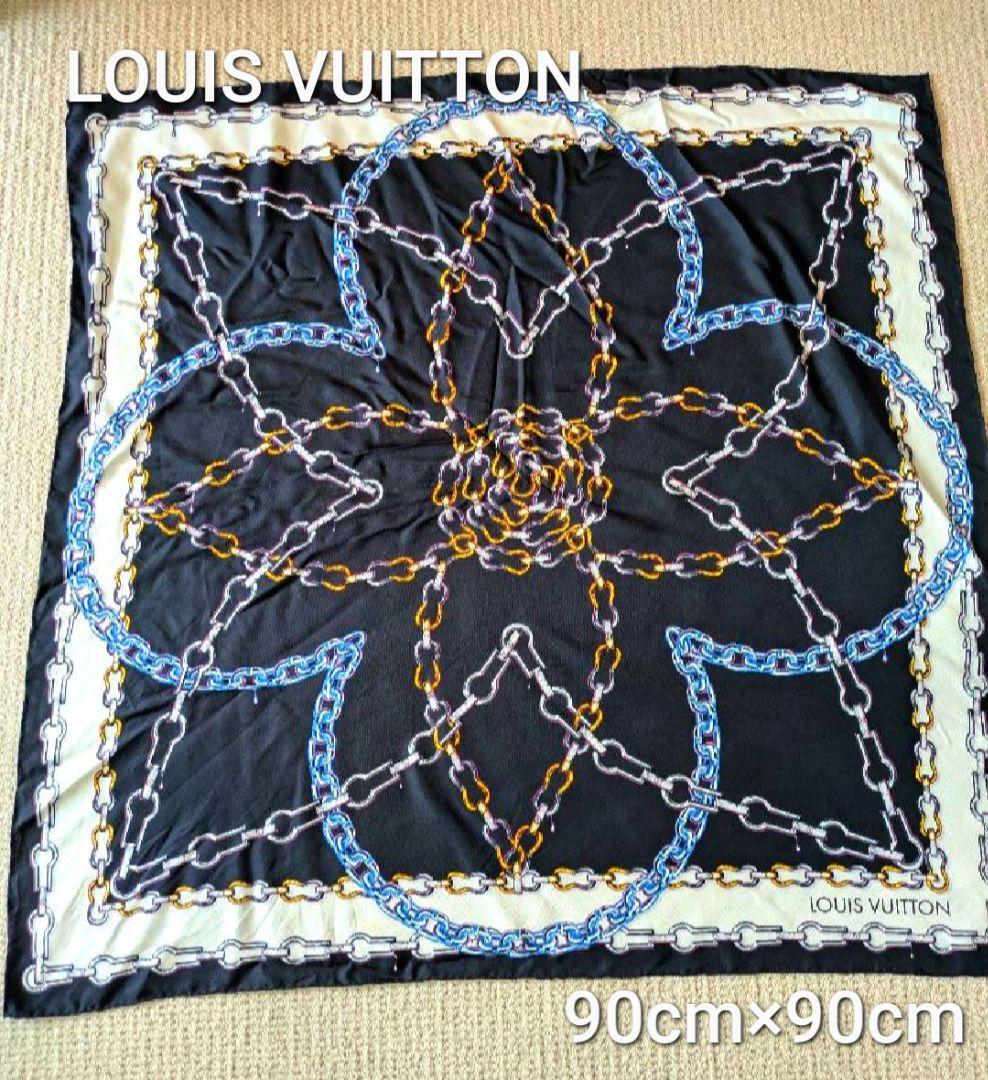 LOUIS VUITTON チェーンデザイン スカーフ LOUIS VUITTON チェーンパターンスカーフ 90✕90 - メルカリ