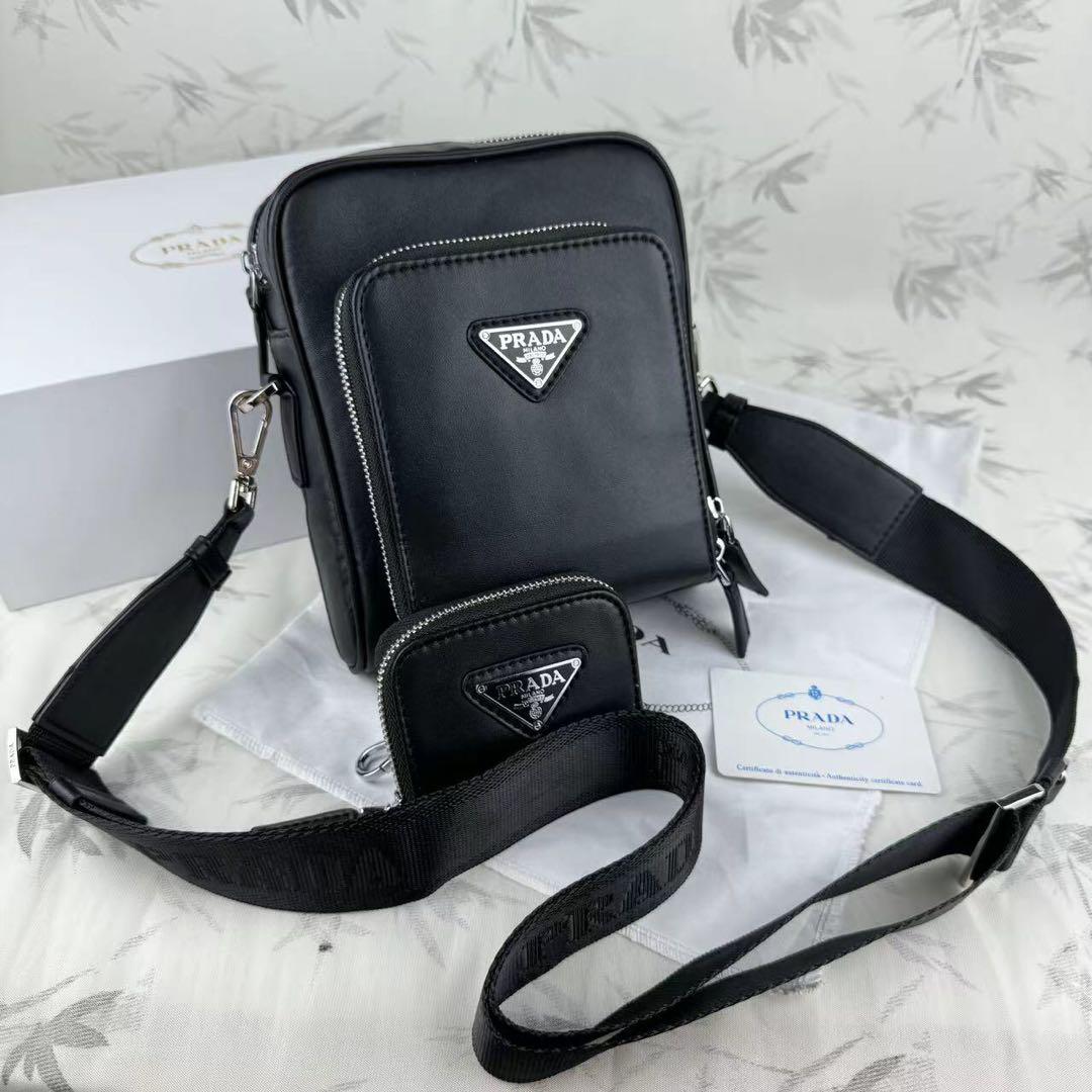 【箱付き】PRADAプラダ レザー メンズ ショルダーバッグ