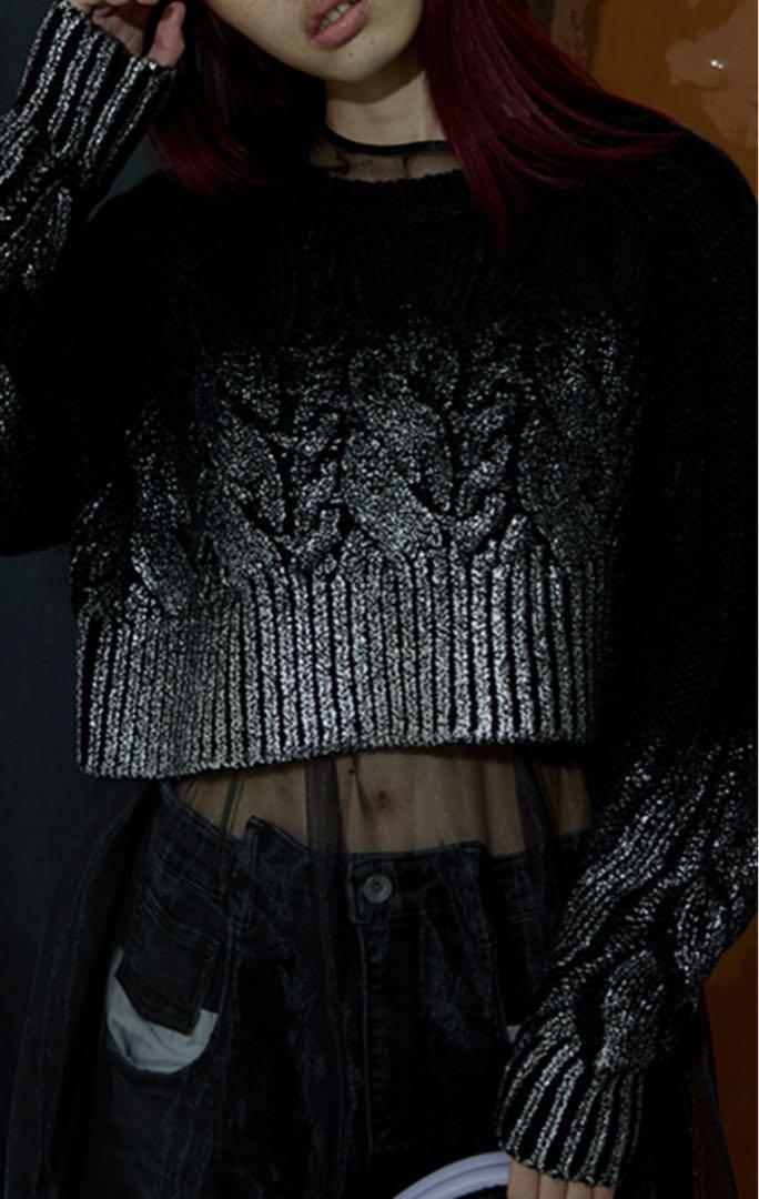 【驚きの値段】 AMAIL Foil Print knit Black トップス