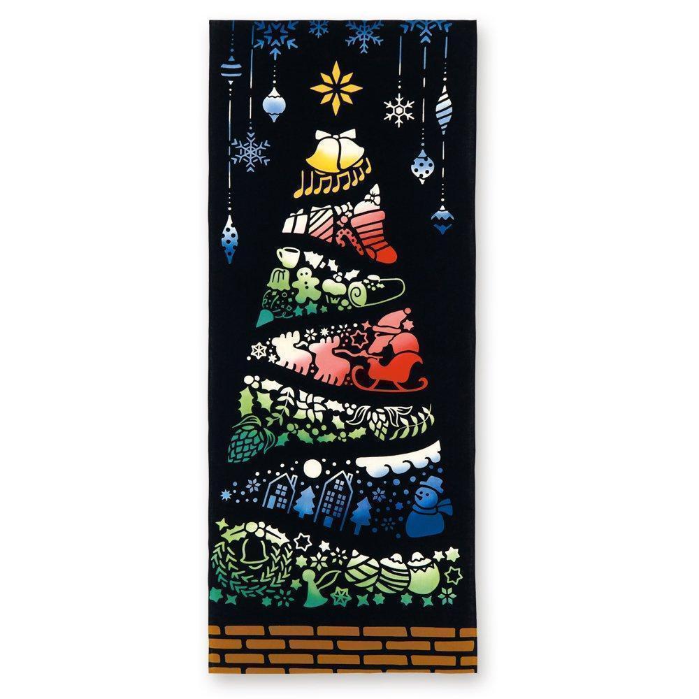 日本手ぬぐい ステンドガラスツリー クリスマス 注染手拭 てぬぐい タペストリー