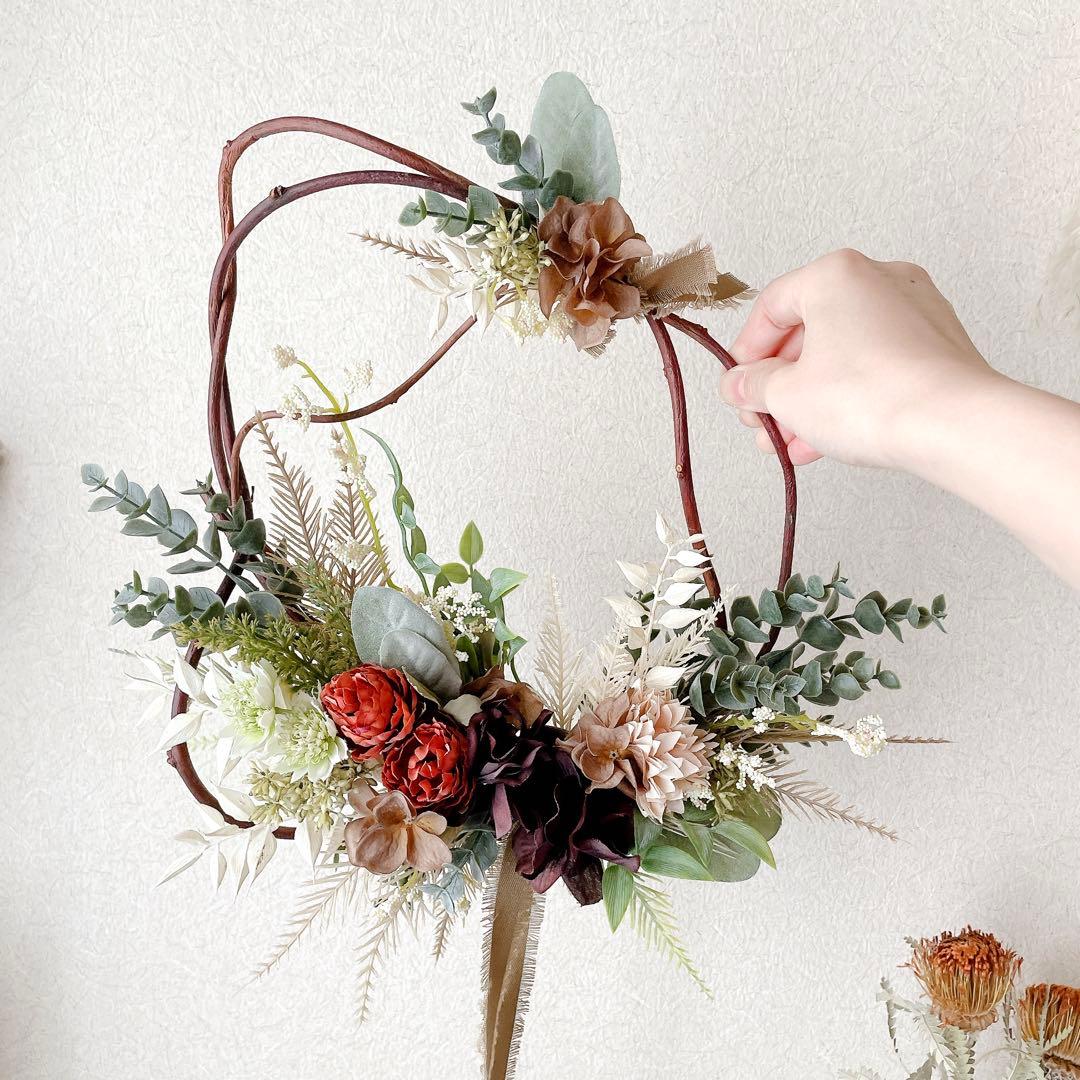 リース　造花　アートフラワー　つる