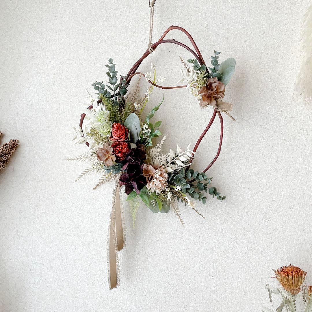 リース　造花　アートフラワー　つる