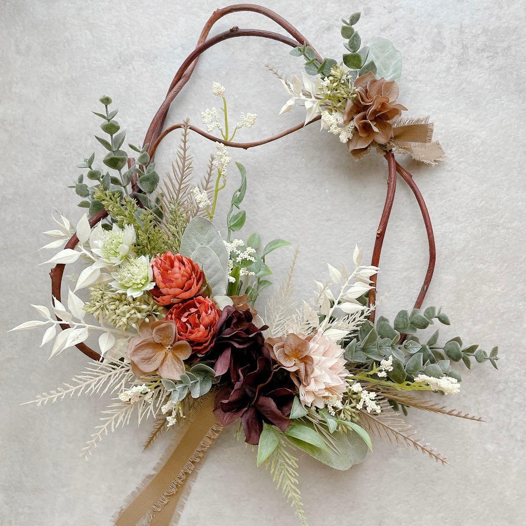 リース　造花　アートフラワー　つる