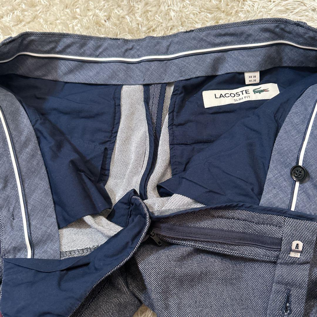 美品【ラコステ】スリムフィット スラックス ネイビー オフィスカジュアル