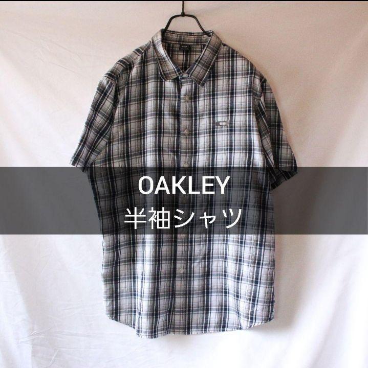 OAKLEY 半袖シャツ Lサイズ チェック グレー ブラック