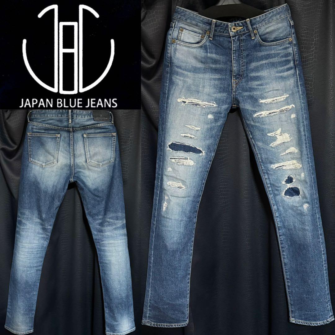 美品 JAPAN BLUE JEANS スキニー ヒゲ 加工 ストレッチ デニム