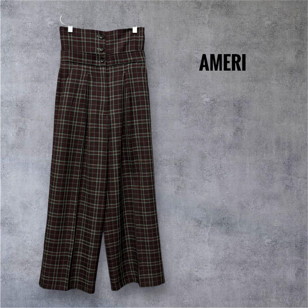 アメリ AMERI 2WAY WIDE BELT CHECK PANTS