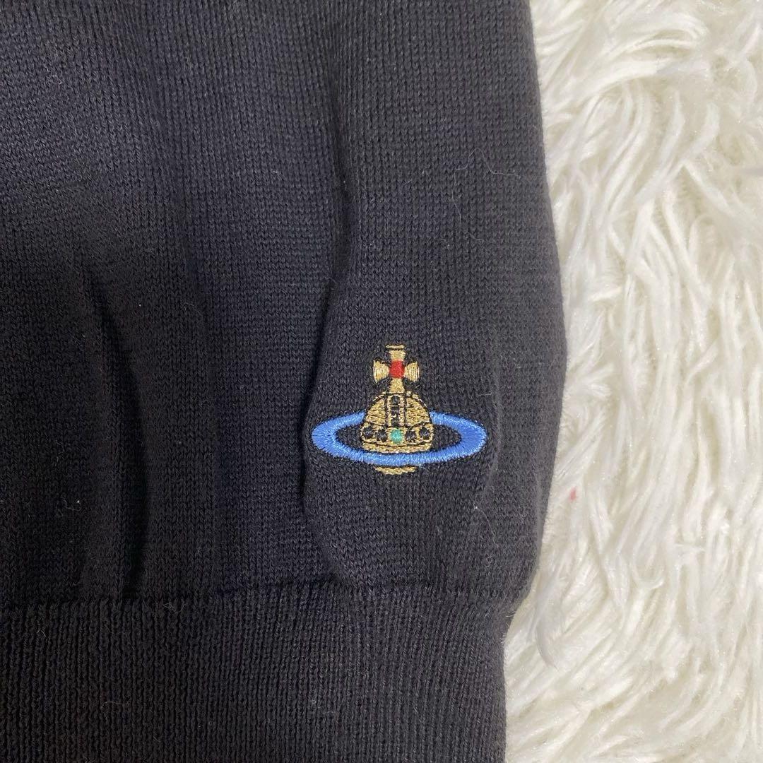 【ヴィヴィアンウエストウッド】カラーオーブ刺繍半袖ニット コットン 黒 ブラック ヴィヴィアンウエストウッド】カラーオーブ刺繍半袖ニット