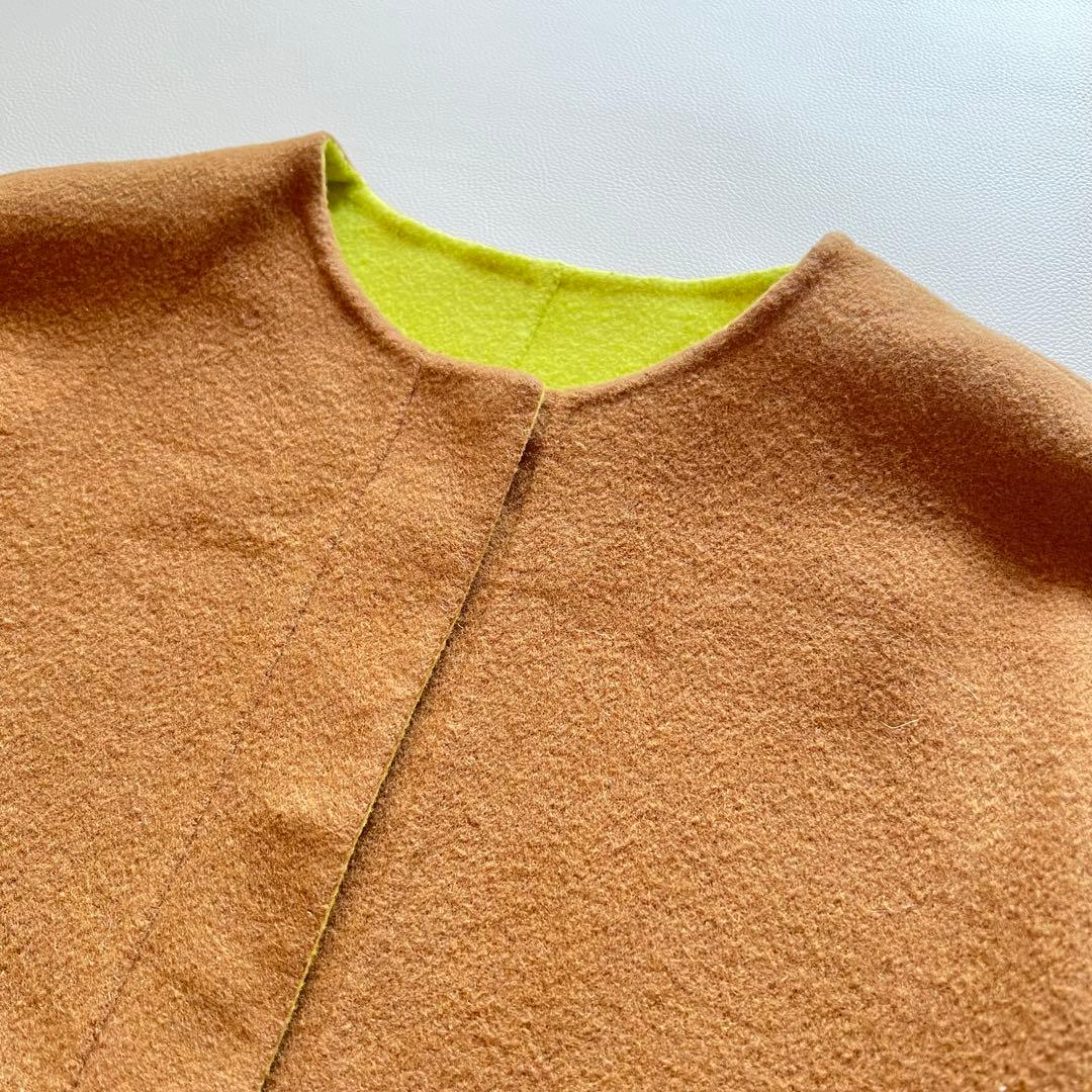 美品✨シップス SUPER140 配色 リバーシブル ノーカラー コート 38 美品✨シップス SUPER140 配色 リバーシブル ノーカラー コート 38