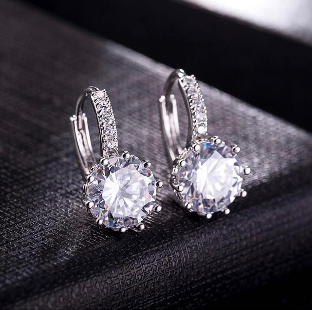 050Pt【華やか】リングピアス ダイヤCZ シルバー925 キラキラ
