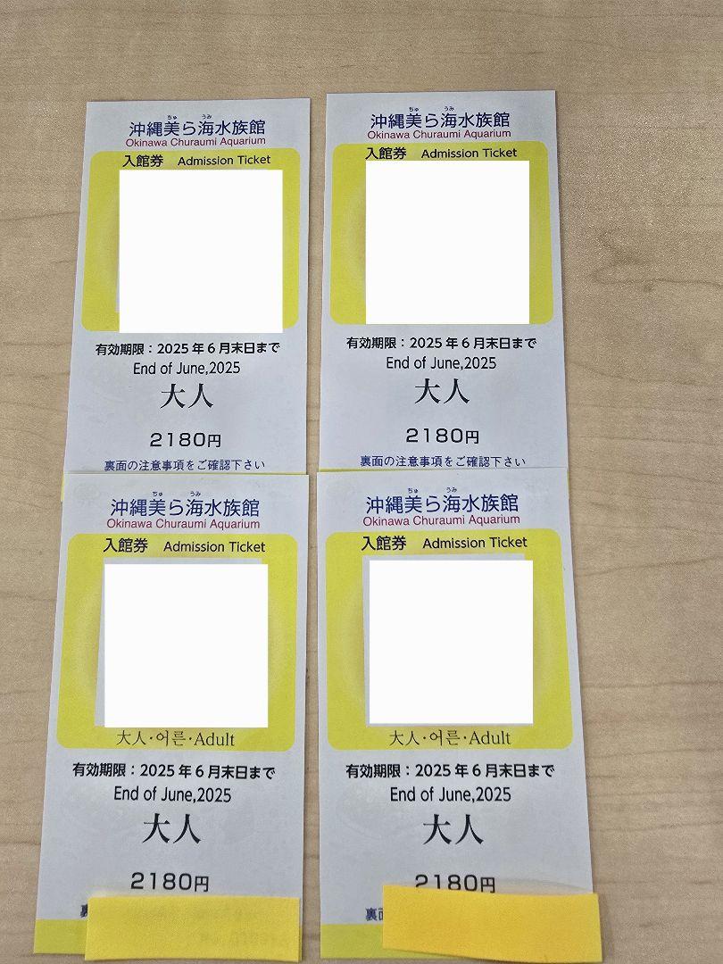 YYY様　専用沖縄美ら海水族館 大人入場券 2180円　４枚