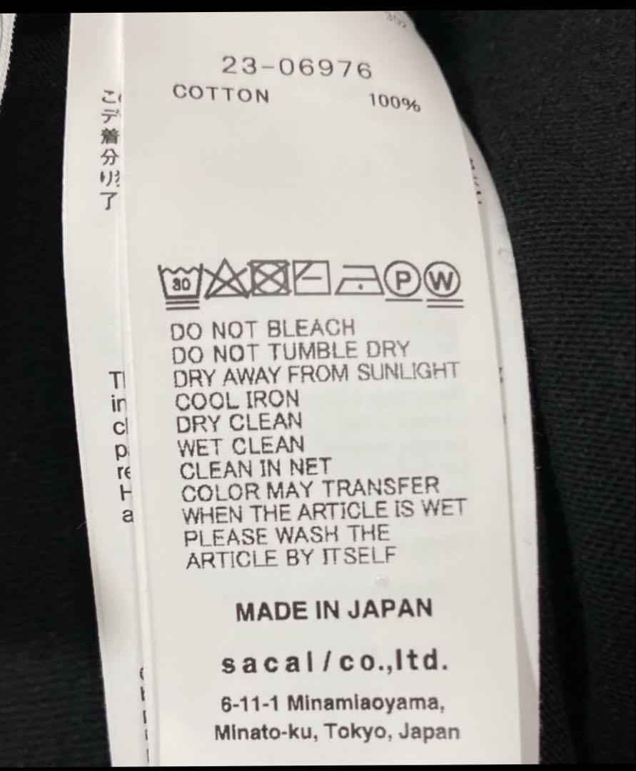 5万8千“2023年”渡辺 満里奈《美品》★sacai サカイ★お洗濯可能 黒