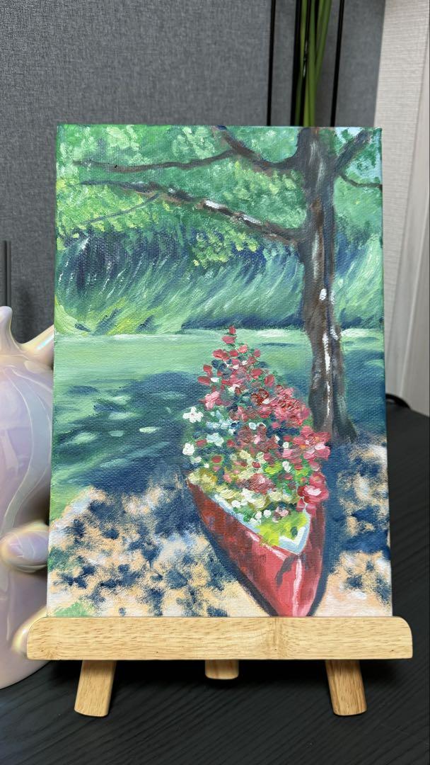 花の船」 手描き 油絵 風景画 原画 油彩画 - メルカリ
