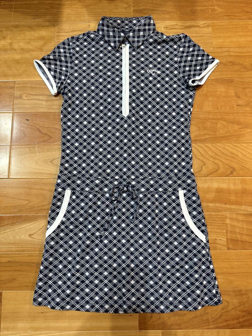 正式的 キャロウェイゴルフ M レディースチェック柄ポロワンピース レディースウェア