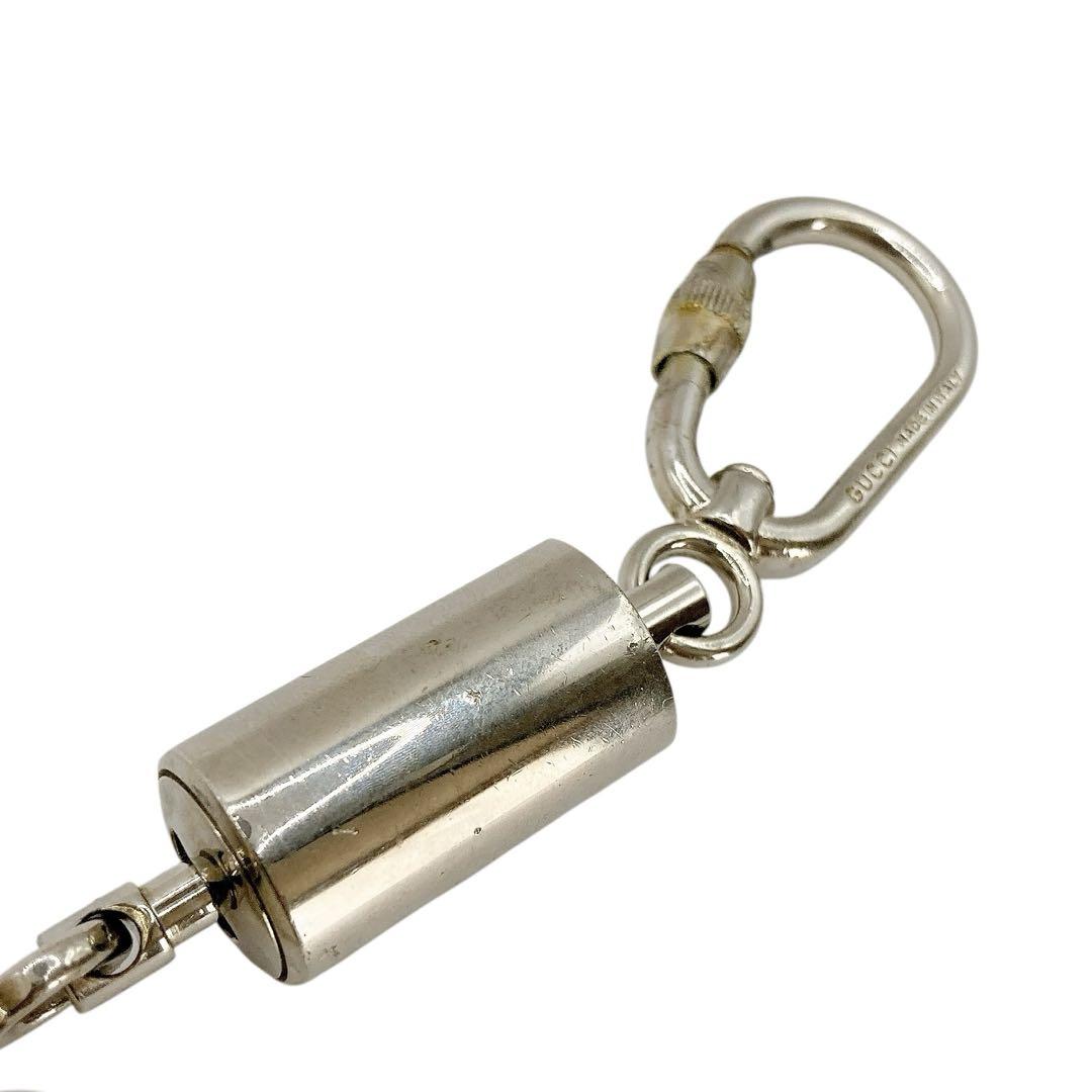 グッチ ダブルカラビナ キーリング キーホルダー シルバー 刻印ロゴ GUCCI グッチ ダブルフック カラビナ ギミック キーホルダー