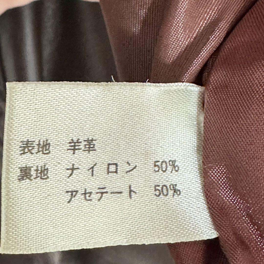 羊革 レザー ジャケット 【L】肩パット有り 裏地付 ダブルボタン 防寒 肉厚