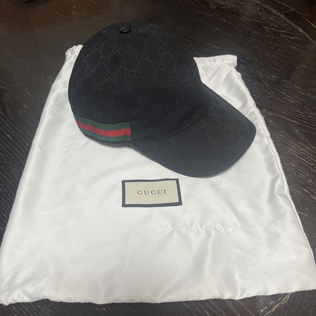 (正規品+袋付き)GUCCI ベースボールキャップ ブラック