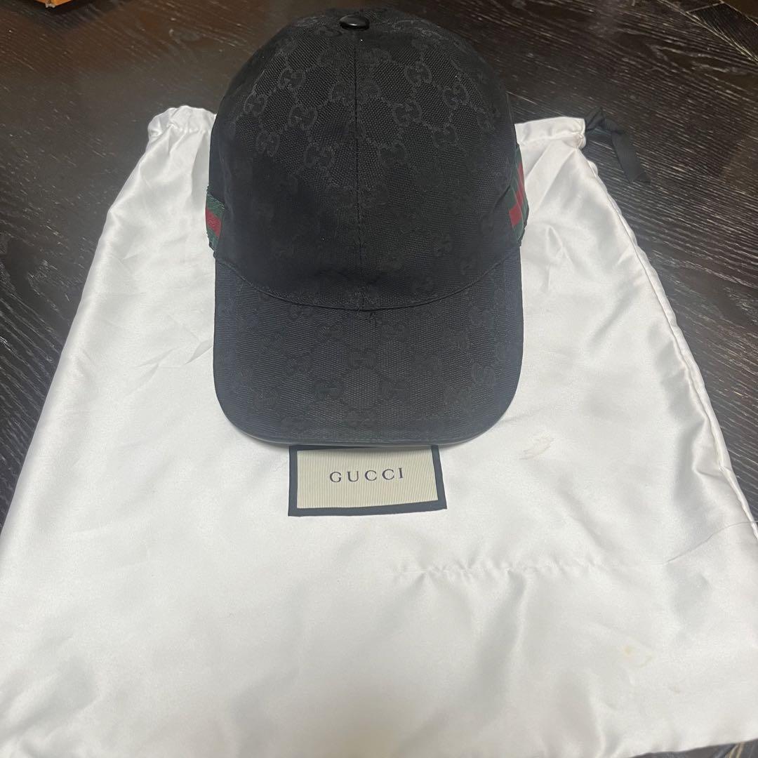 (正規品+袋付き)GUCCI ベースボールキャップ ブラック