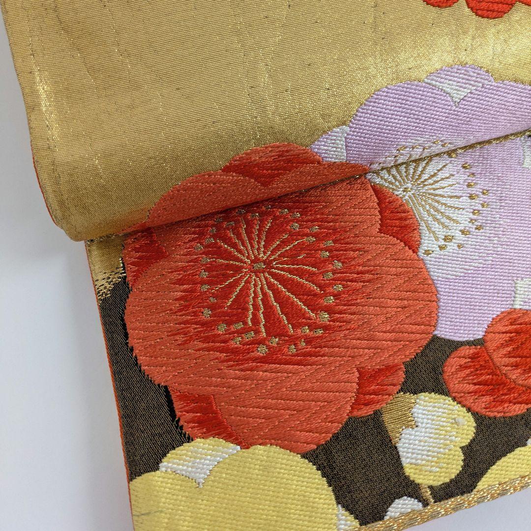 袋帯 正絹 六通 唐織 金箔 豪華な花の刺繍 帯 つ-127 - メルカリ